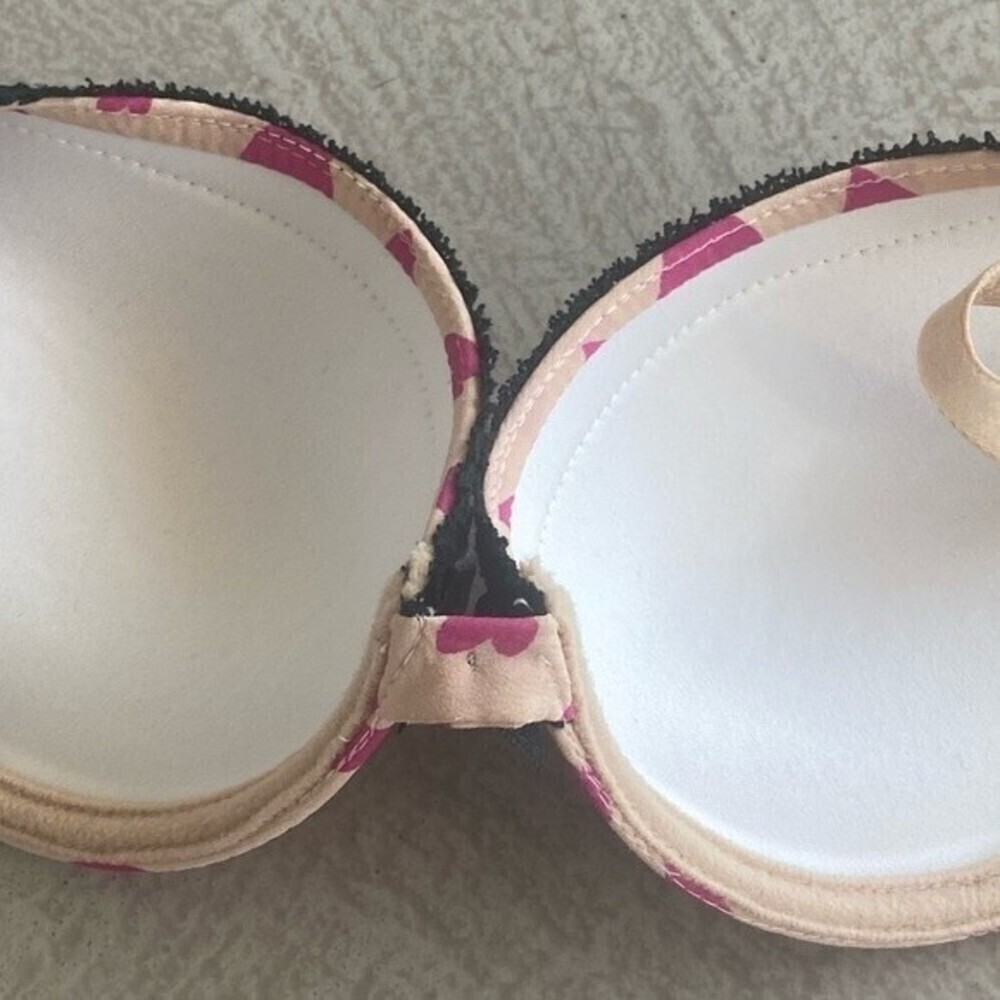 Dolce & Gabbana Vtg. 00s Y2K Pink Heart Outerwear Bra 32C rhinestone - Picture 7 of 16